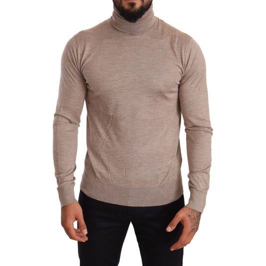 Dolce & Gabbana Beige Turtleneck Cashmere-Silk Blend Sweater Dolce & Gabbana