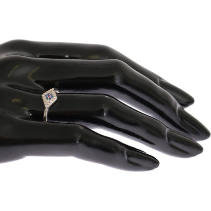 Nialaya Blue Red CZ 925 Silver Womens Clear Ring