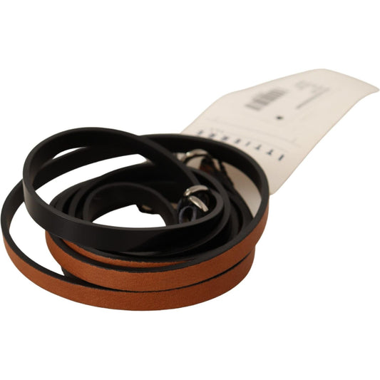 Costume National Brown Leather Silver Tone Buckle Belt