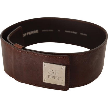 Costume National Belt Black Leather Silver Buckle Waist Belt