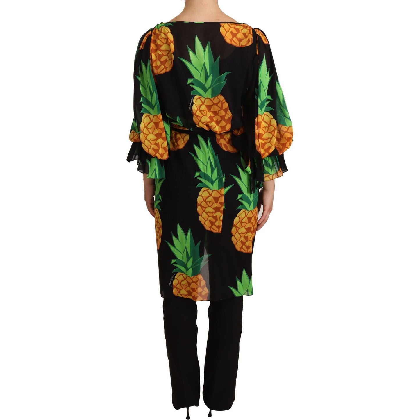 Dolce & Gabbana Vibrant Pineapple Draped Wrap Dress WOMAN DRESSES Dolce & Gabbana