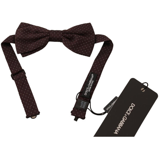 Dolce & Gabbana Elegant Brown Dot Pattern Silk Bow Tie Necktie Dolce & Gabbana