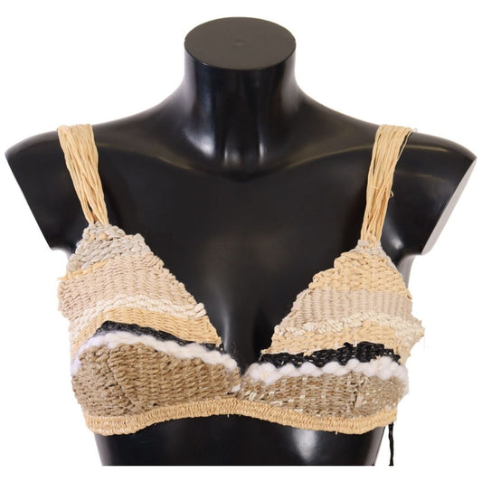 Dolce & Gabbana Chic Beige Crochet Cropped Top WOMAN TOPS AND SHIRTS Dolce & Gabbana