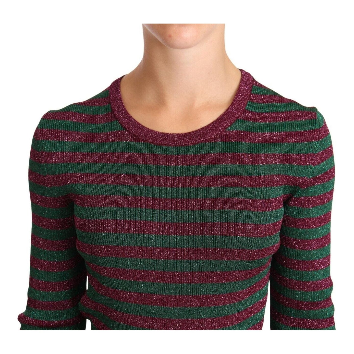 Dolce & Gabbana Multicolor Striped Crew Neck Pullover Sweater