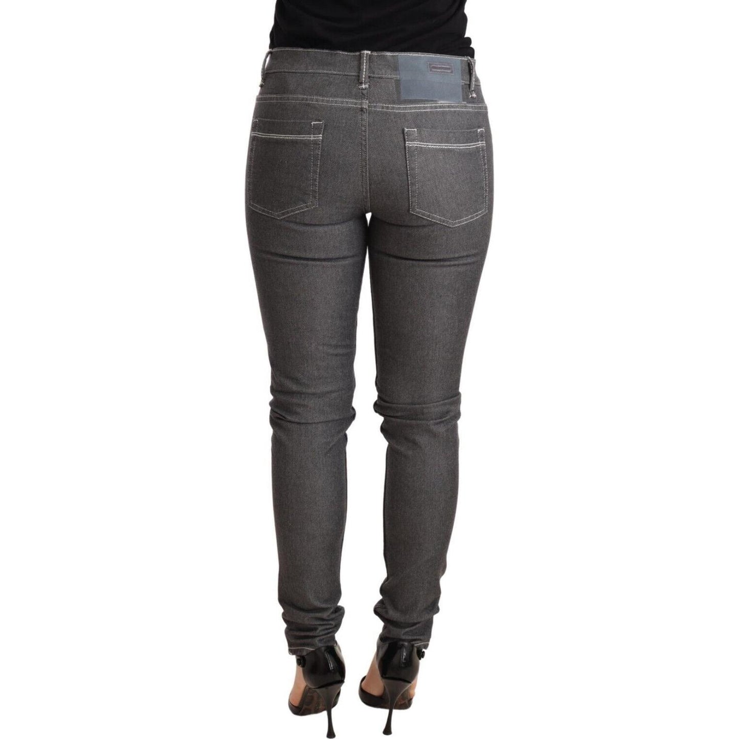 Acht Elegant Gray Mid Waist Skinny Jeans Jeans & Pants Acht