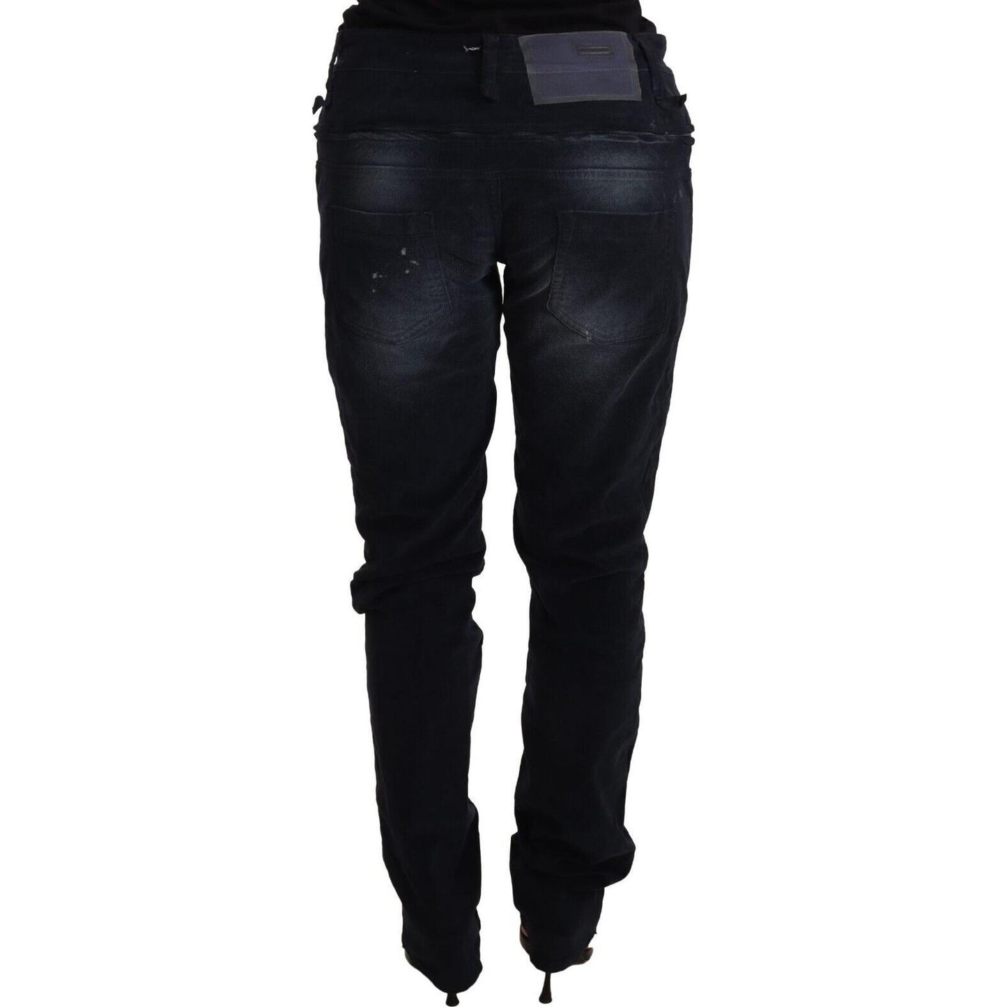 Acht Elegant Dark Blue Slim-Fit Denim Jeans & Pants Acht