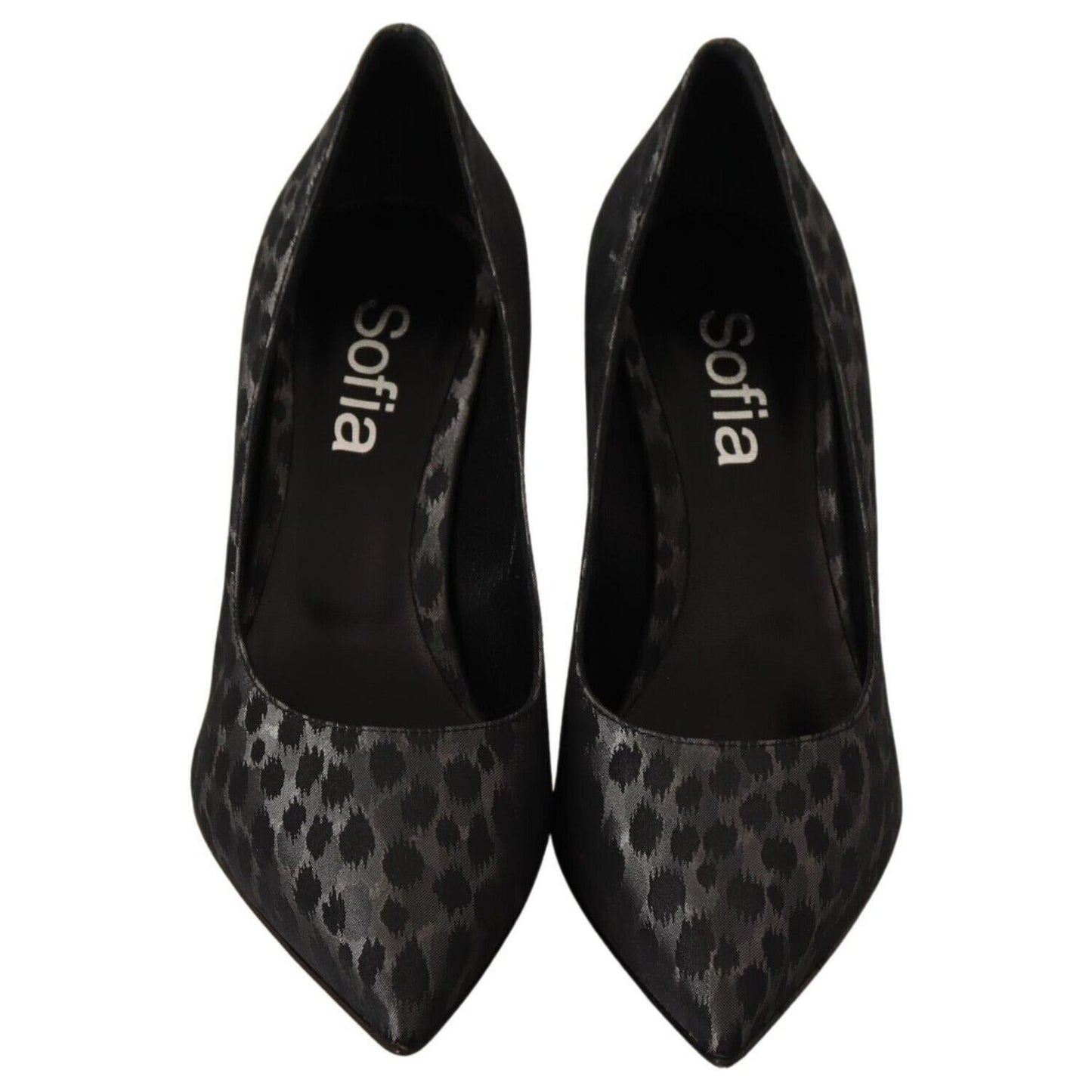 Sofia Black Leopard Leather Stiletto High Heels Pumps Shoes Sofia