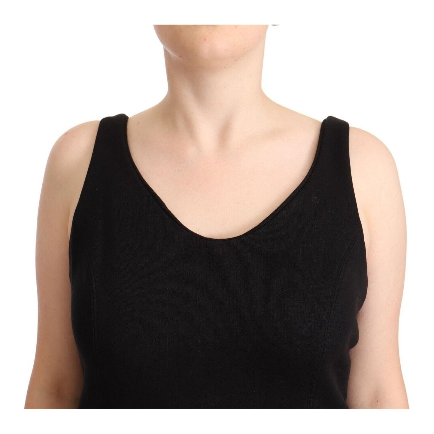 Ermanno Scervino Chic Sleeveless Designer Tank Top in Black WOMAN TOPS AND SHIRTS Ermanno Scervino