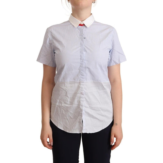 AGLINI Light Blue Cotton Short Sleeves Collared Polo Top