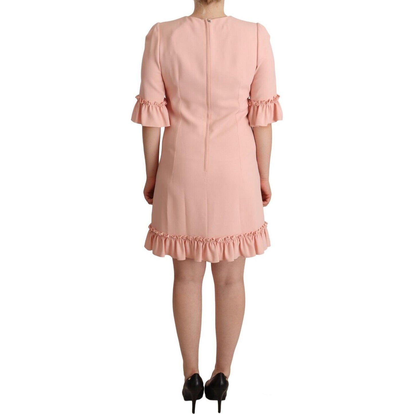 Dolce & Gabbana Ruffled Sleeve Sheath Dress in Pink Dolce & Gabbana