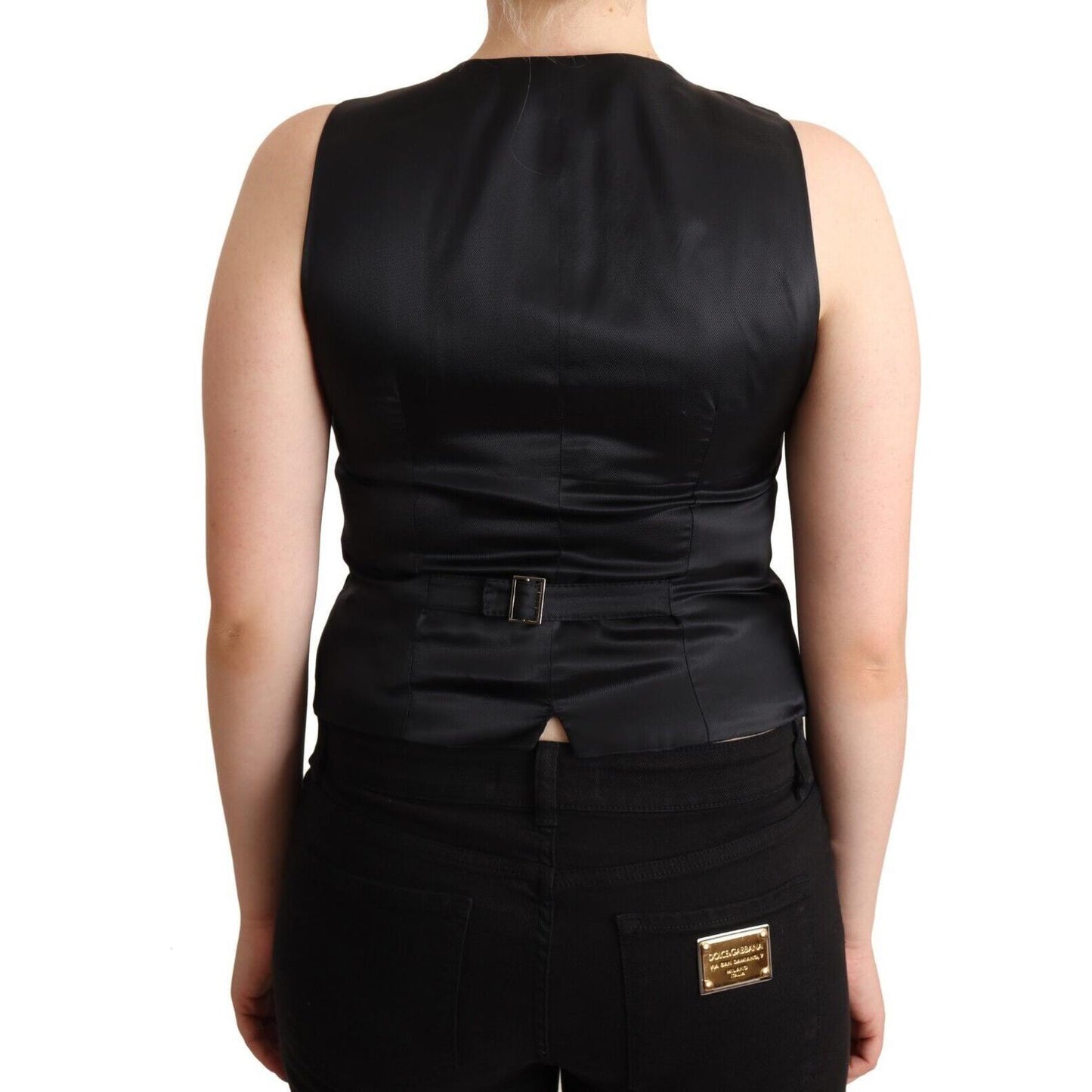 Dolce & Gabbana Elegant Black Vest Top with Button Detail WOMAN TOPS AND SHIRTS Dolce & Gabbana