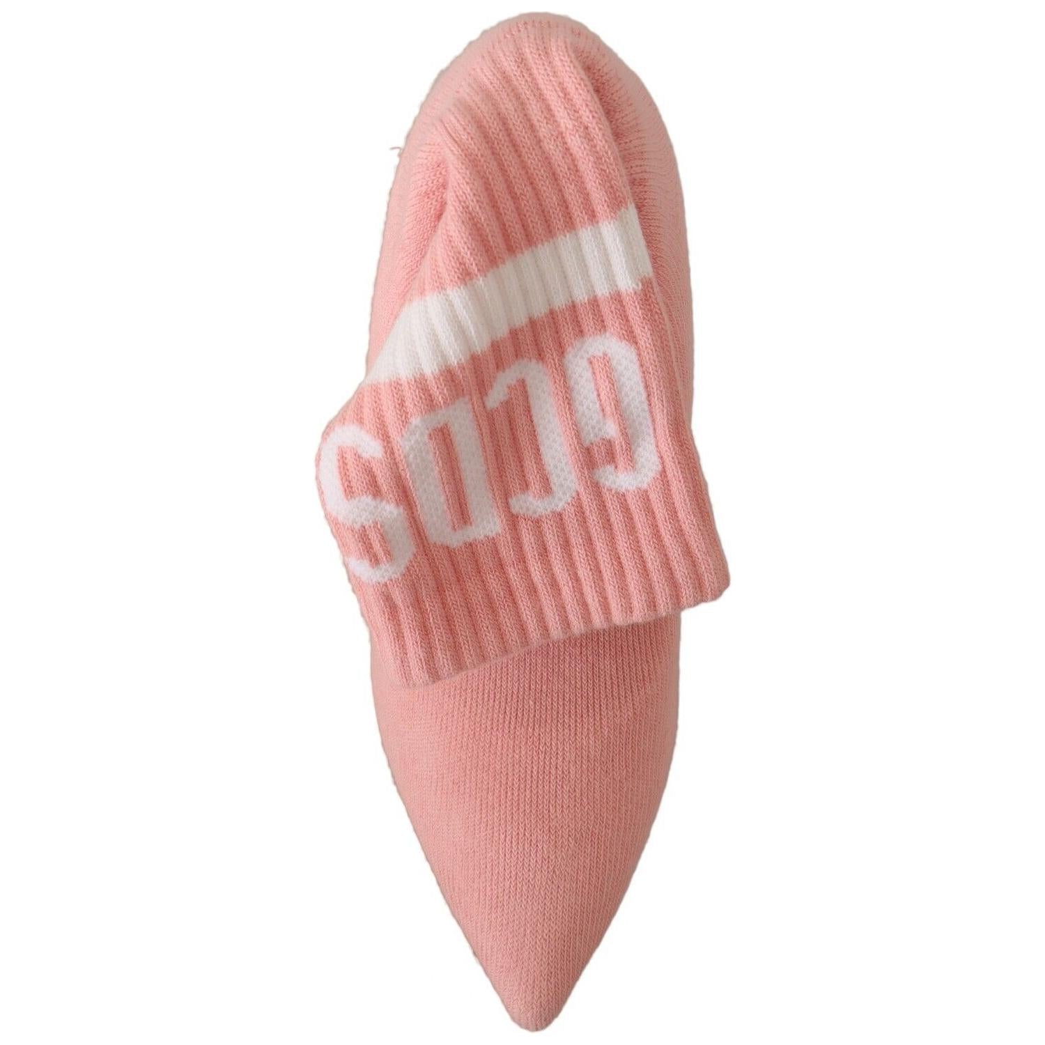 حذاء GCDS أنيق من الجلد السويدي باللون الوردي مع جوارب بشعار