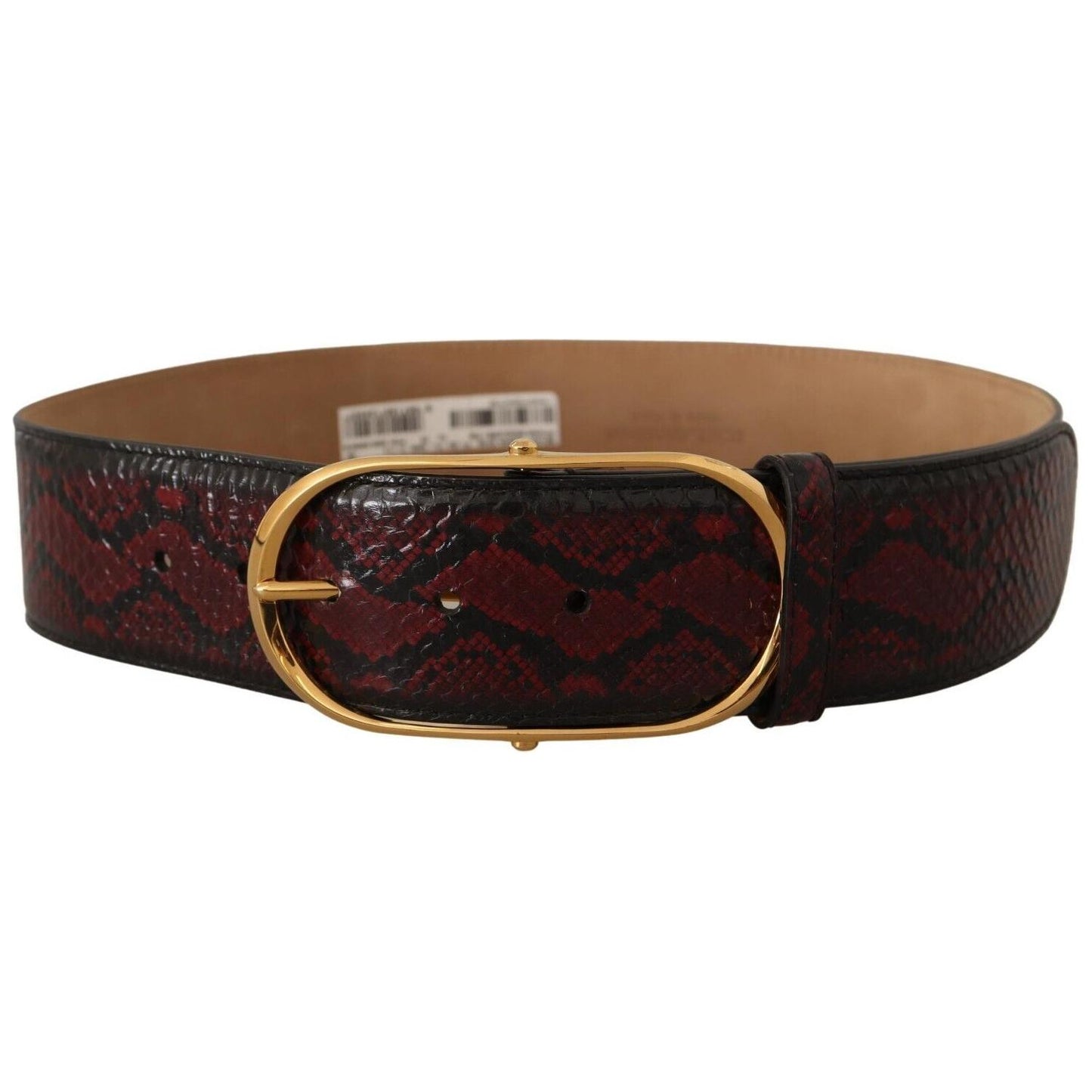 Dolce & Gabbana Elegant Red Python Leather Belt with Gold Buckle WOMAN BELTS Dolce & Gabbana