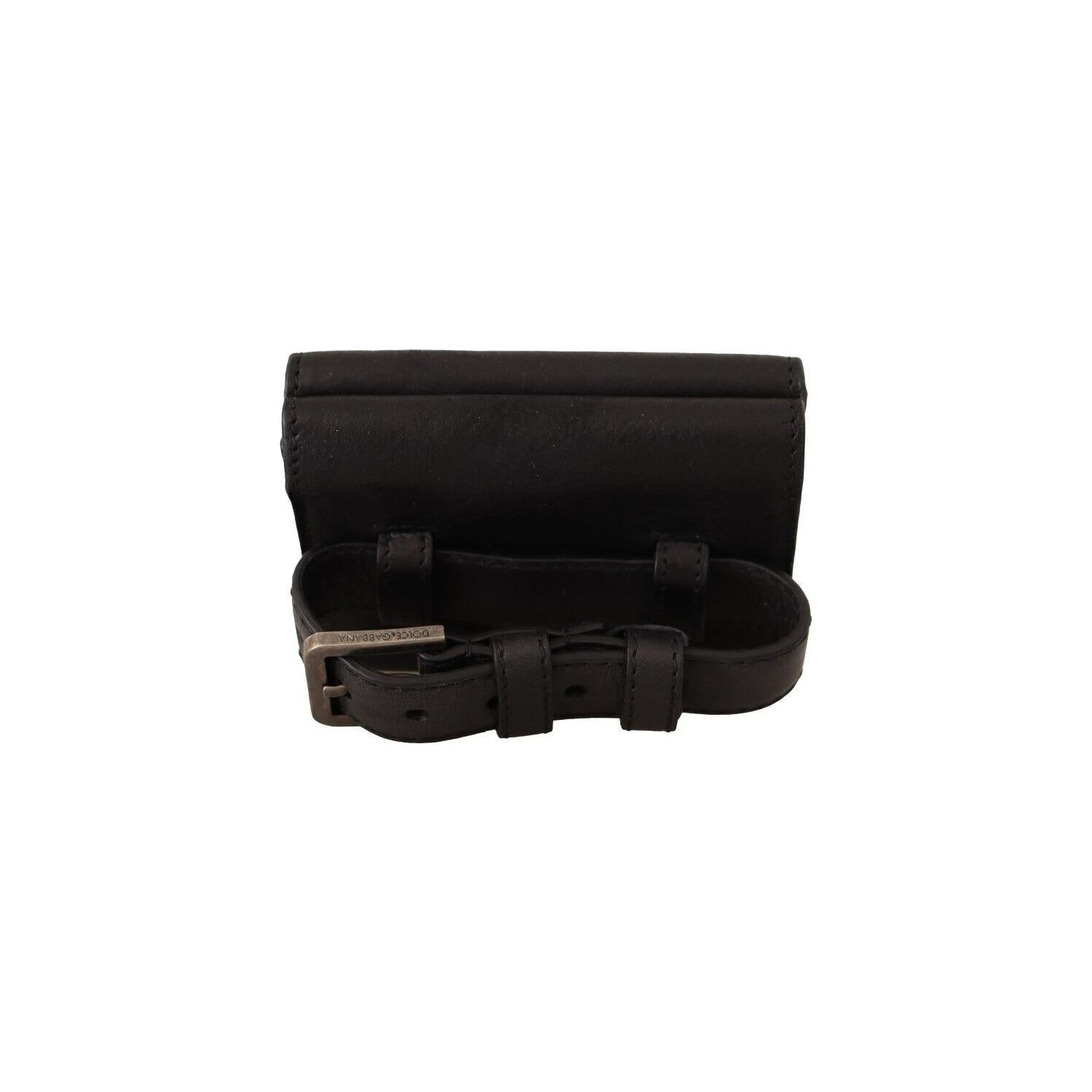 طقم دولتشي آند غابانا الأنيق المصنوع من الجلد الأسود متعدد الطيات