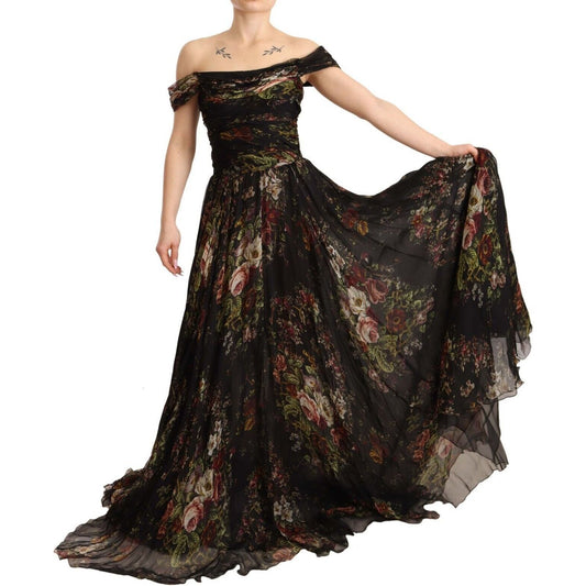 Dolce & Gabbana Floral Silk Off-Shoulder Long Dress Dolce & Gabbana