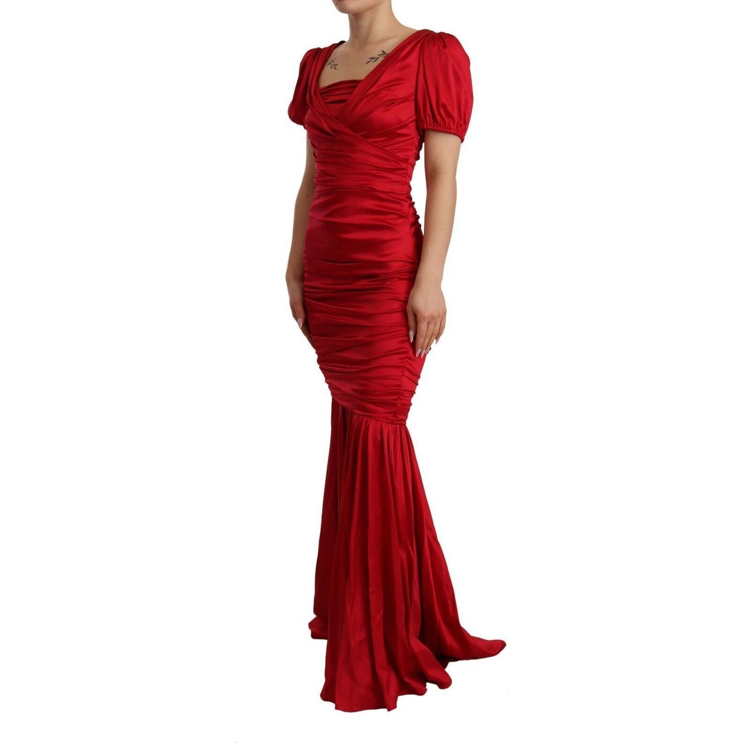 Dolce & Gabbana Elegant Red Silk Stretch Mermaid Dress Dolce & Gabbana