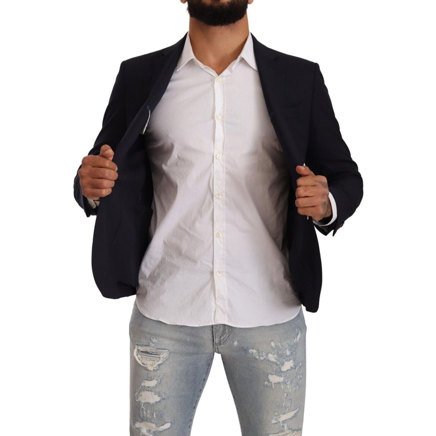 Domenico Tagliente Black Single Breasted One Button Suit Jacket