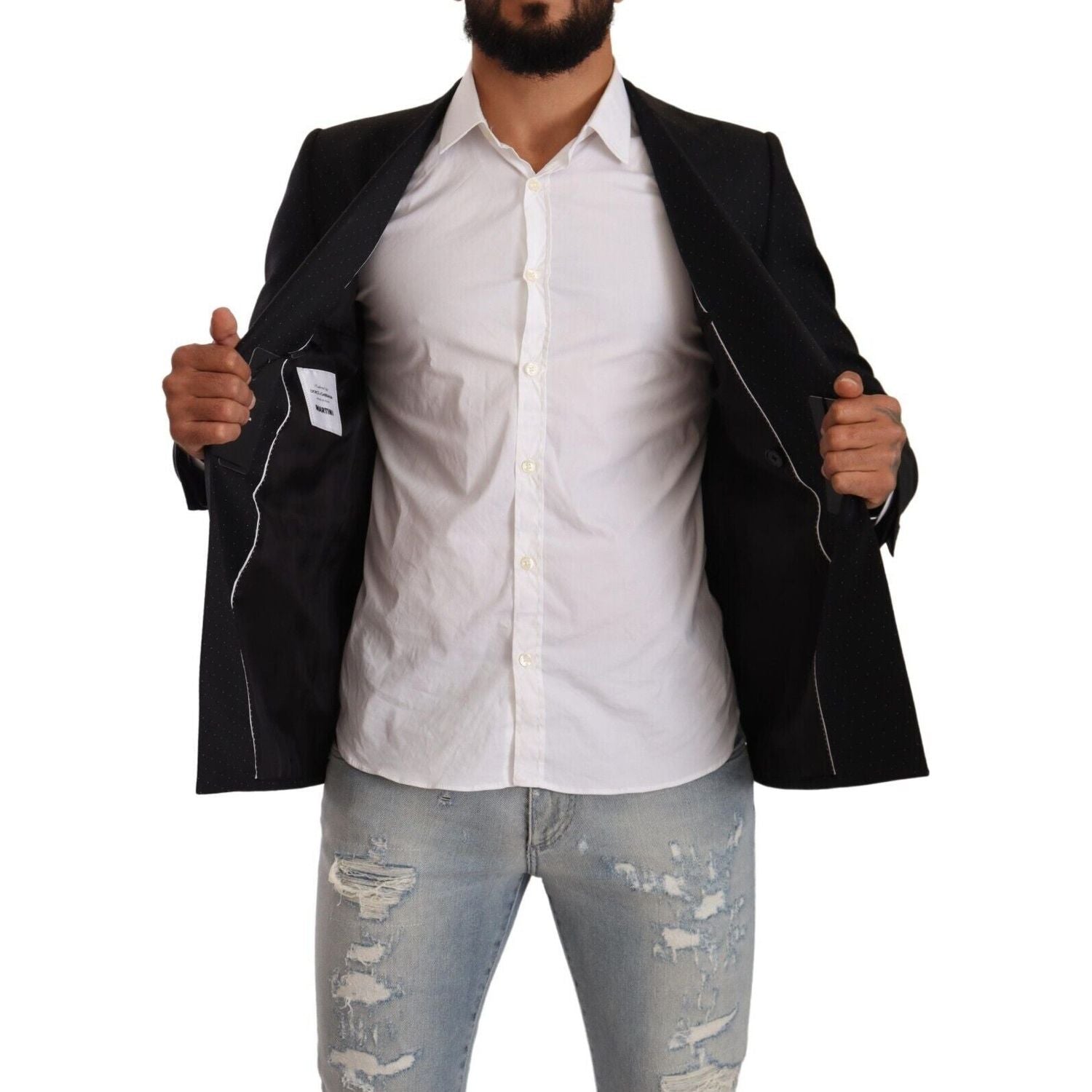 سترة رسمية أنيقة من دولتشي آند غابانا باللون الأسود المنقط