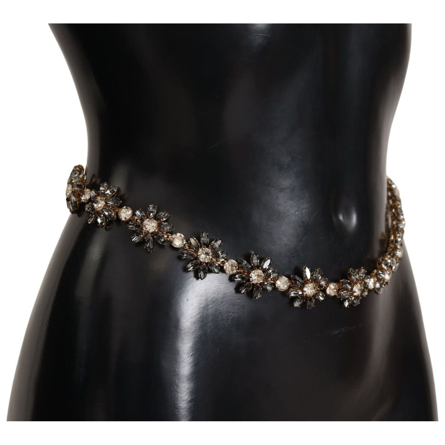 Dolce & Gabbana Elegant Crystal Daisy Chain Leather Belt WOMAN BELTS Dolce & Gabbana