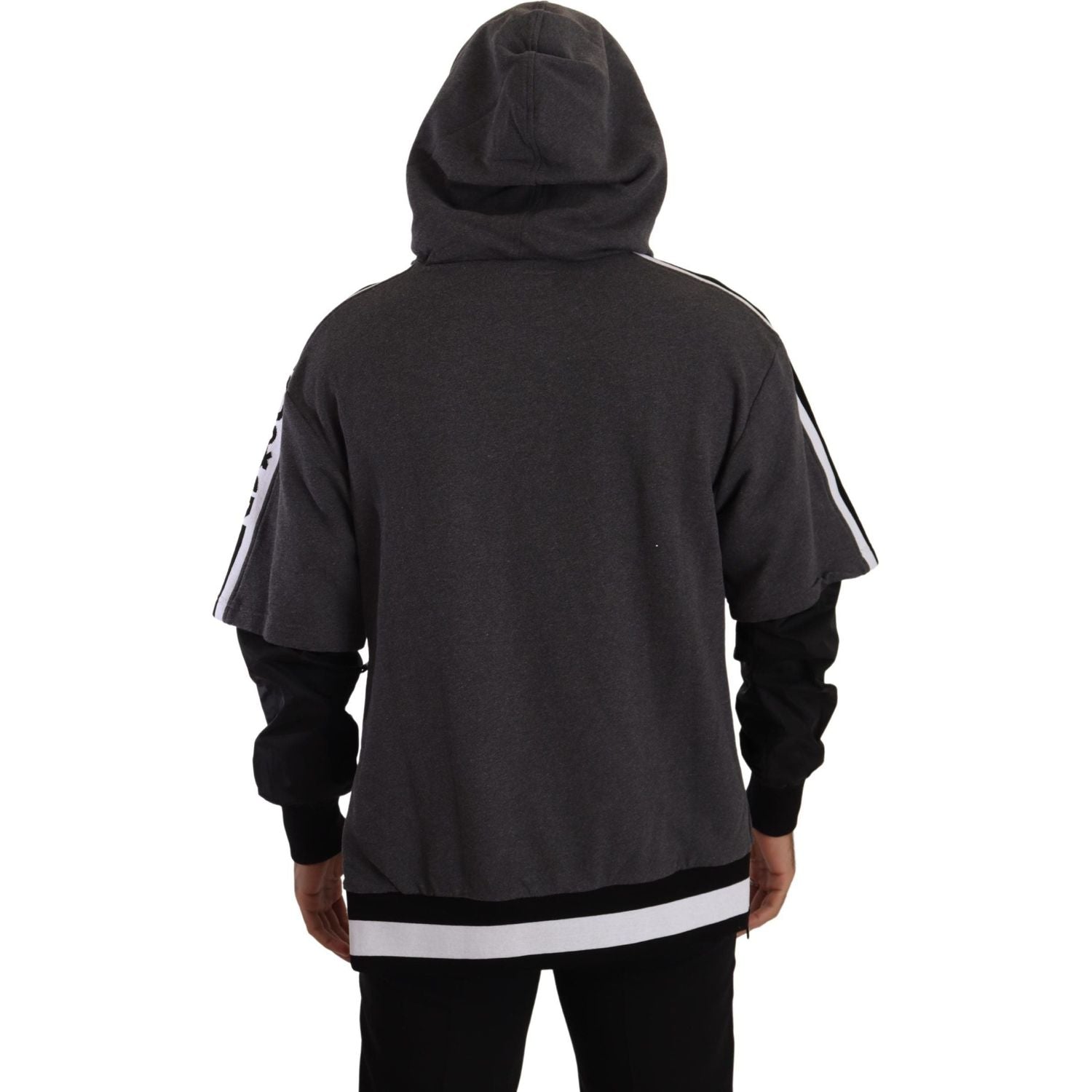 سويت شيرت دولتشي آند غابانا الأنيق ذو القلنسوة باللونين الأسود والرمادي