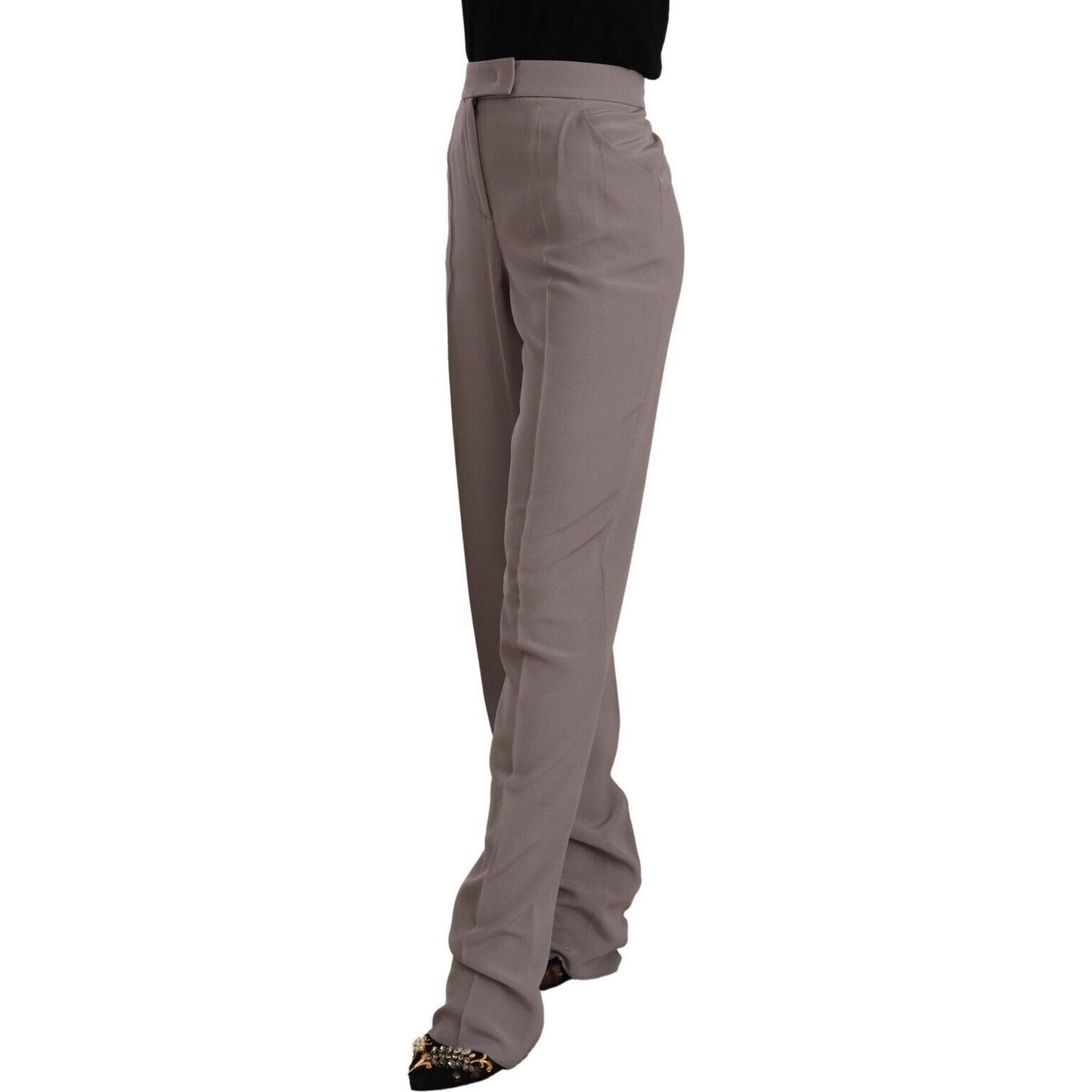 Armani Brown High Waist Silk Tapered Long Pants Armani