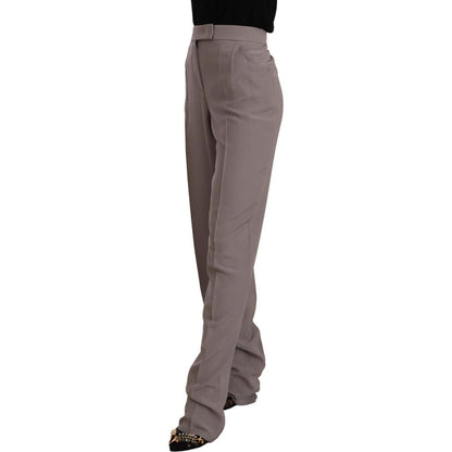 Armani Brown High Waist Silk Tapered Long Pants Armani