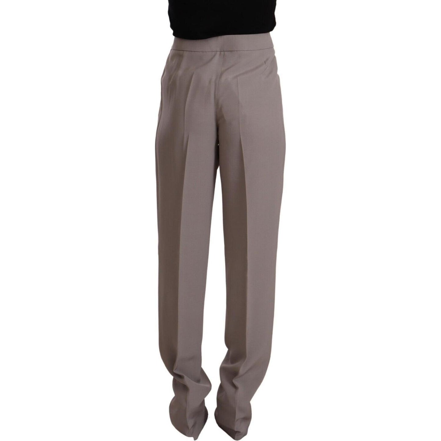 Armani Brown High Waist Silk Tapered Long Pants Armani