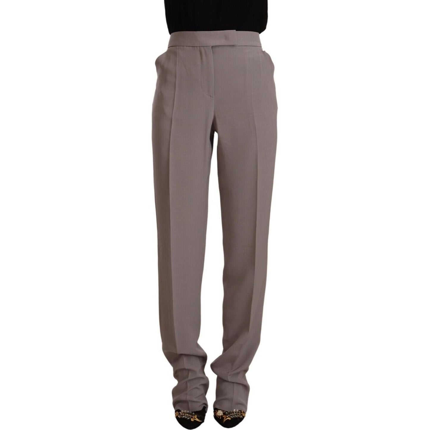 Armani Brown High Waist Silk Tapered Long Pants Armani