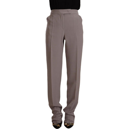 Armani Brown High Waist Silk Tapered Long Pants Armani