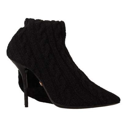 Dolce & Gabbana Black Stretch Socks Knee High Booties Shoes