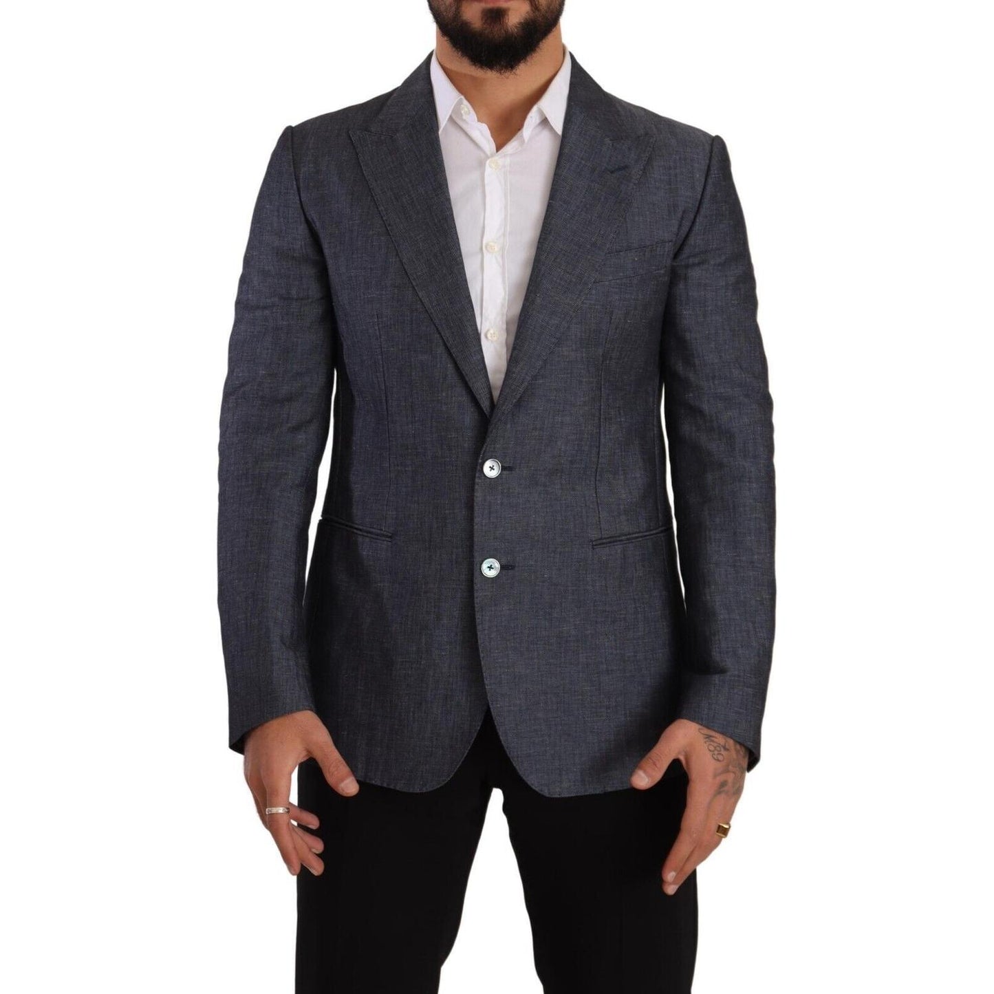 Dolce & Gabbana Blue Linen Cotton Jacket TAORMINA Blazer