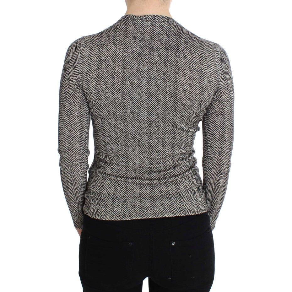 كارديجان صوف أنيق باللونين الأبيض والأسود من دولتشي آند غابانا