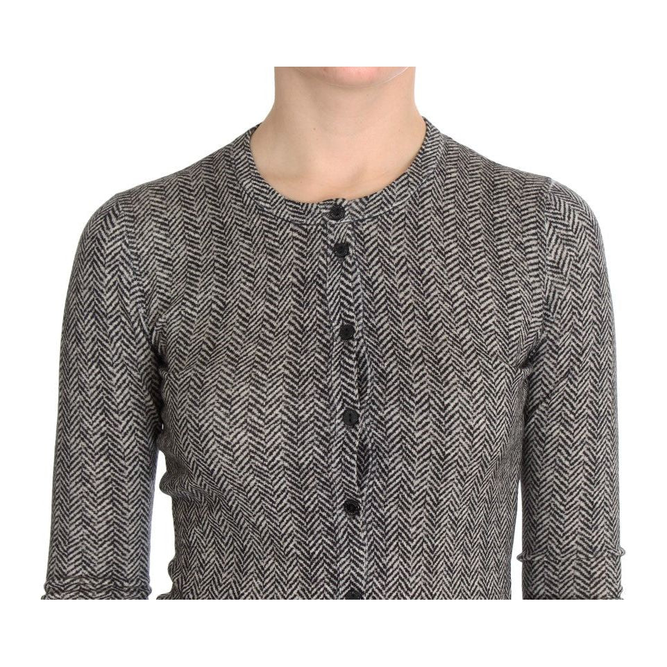 كارديجان صوف أنيق باللونين الأبيض والأسود من دولتشي آند غابانا