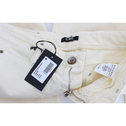 Costume National White Cotton Stretch Flare Jeans