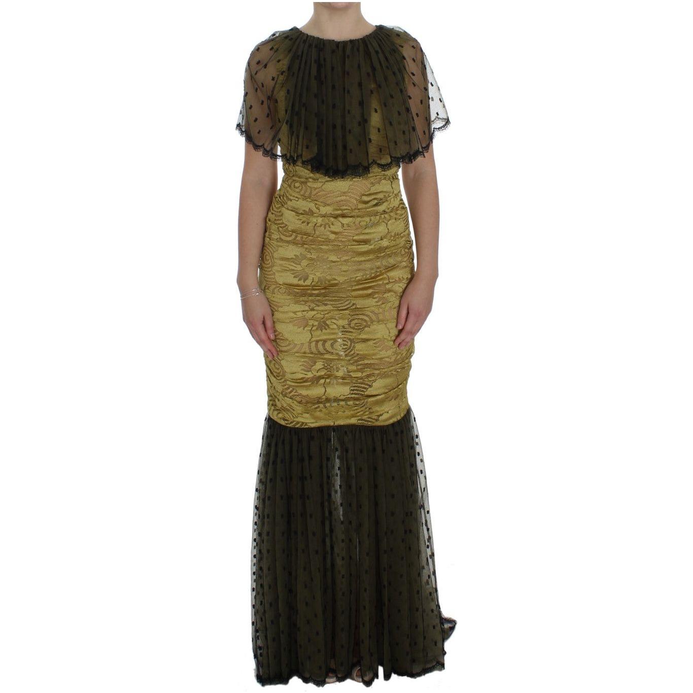 Dolce & Gabbana Yellow Floral Lace Sheath Dress Dolce & Gabbana