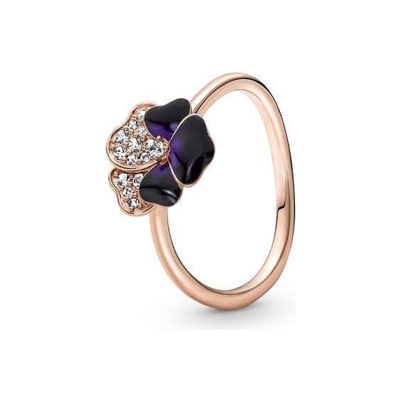 PANDORA JEWELS Mod. DEEP PURPLE PANSY FLOWER - RING - Size 52 DESIGNER FASHION JEWELLERY PANDORA