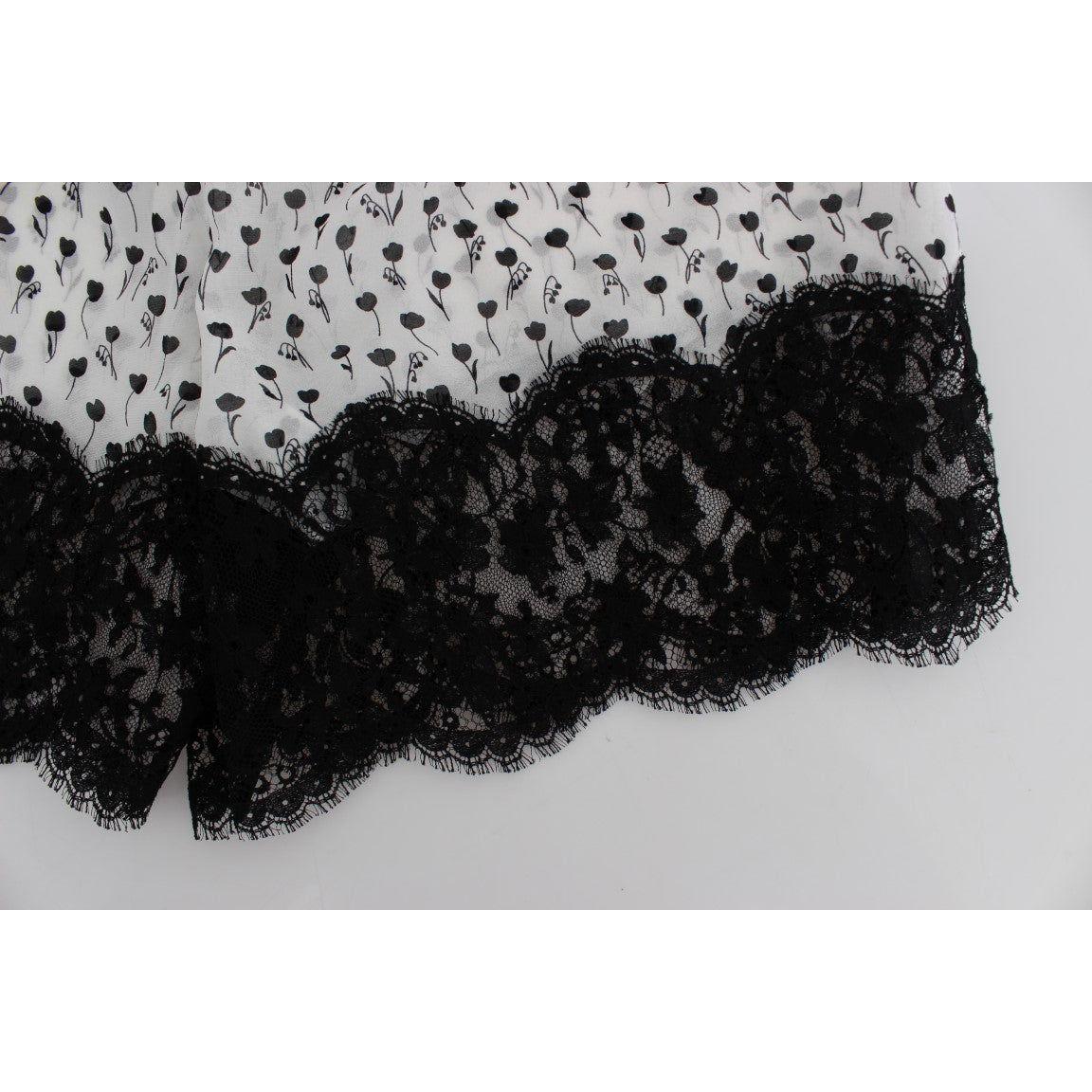 شورت نوم أنيق من الحرير والدانتيل من دولتشي آند غابانا