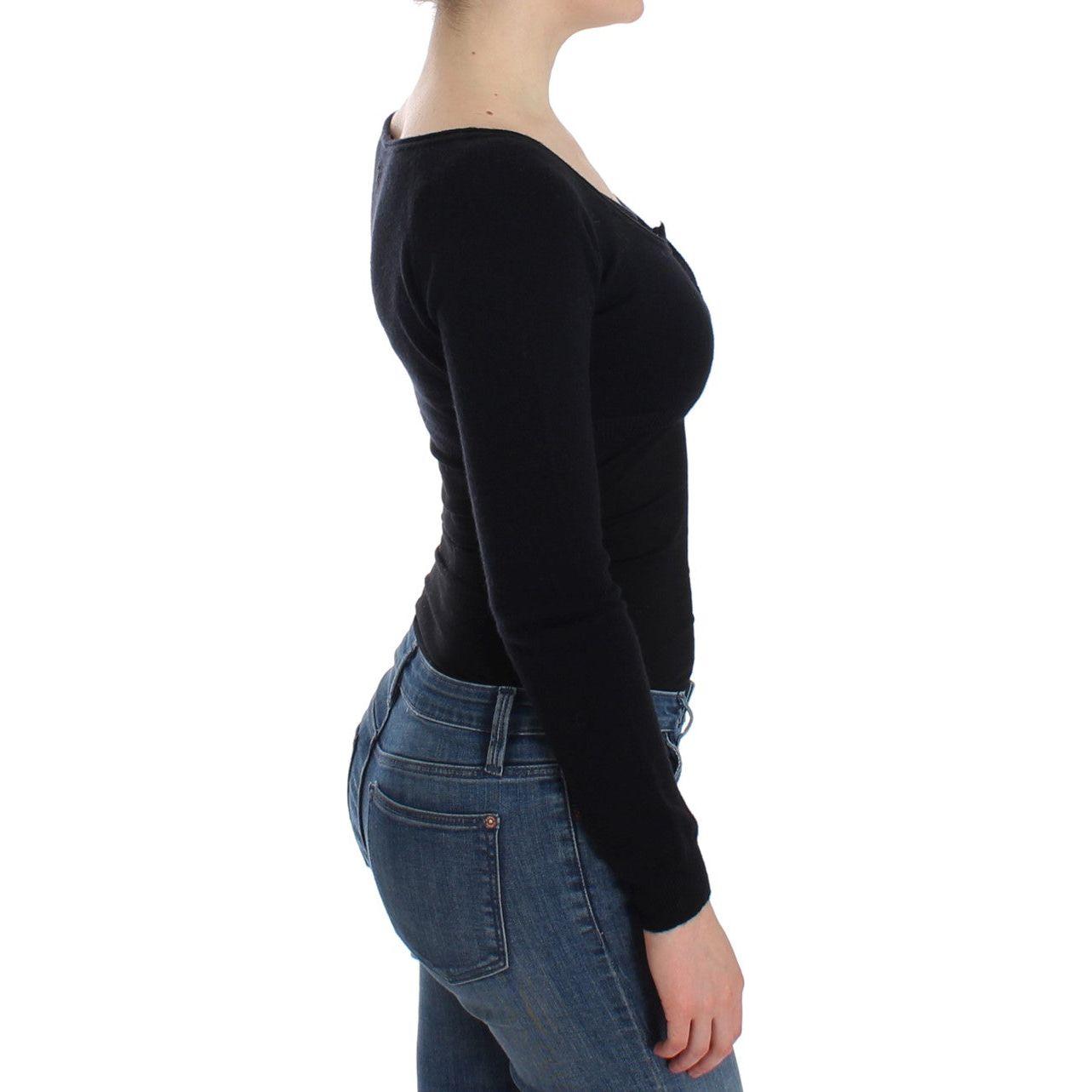 سترة Ermanno Scervino أنيقة قصيرة من الصوف والكشمير باللون الأسود