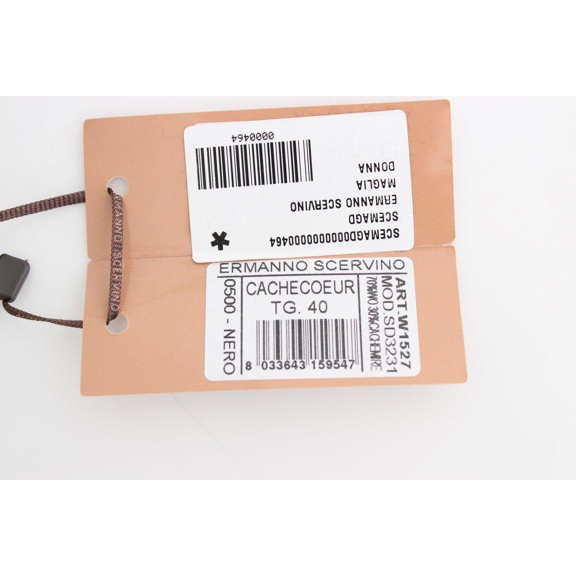 سترة Ermanno Scervino أنيقة قصيرة من الصوف والكشمير باللون الأسود