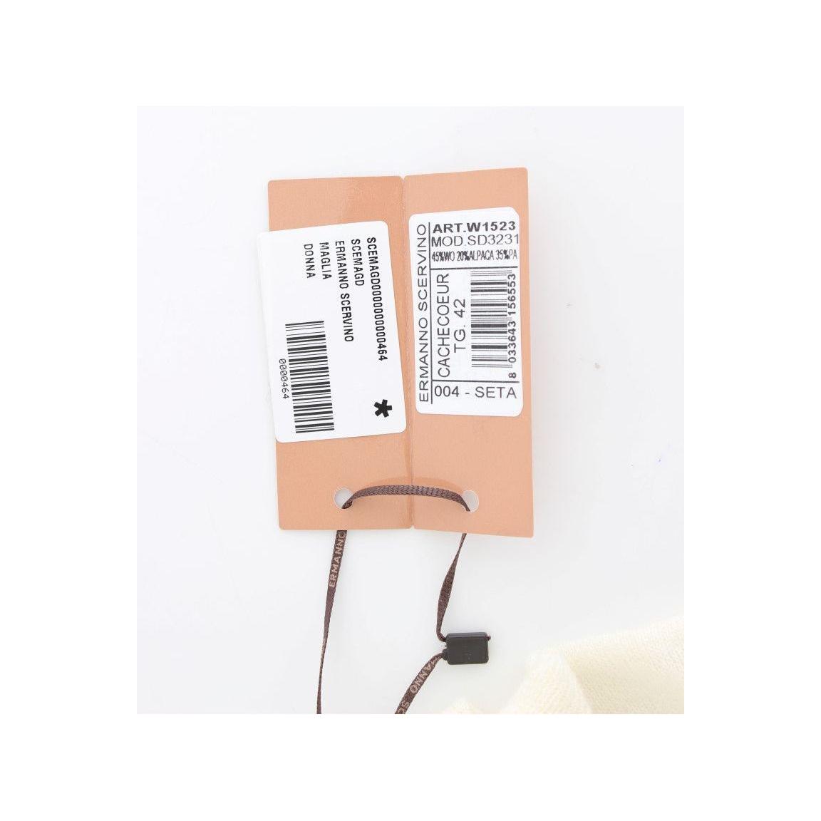 سترة Ermanno Scervino الأنيقة المقصوصة باللون الأبيض الفاتح من مزيج صوف الألبكة