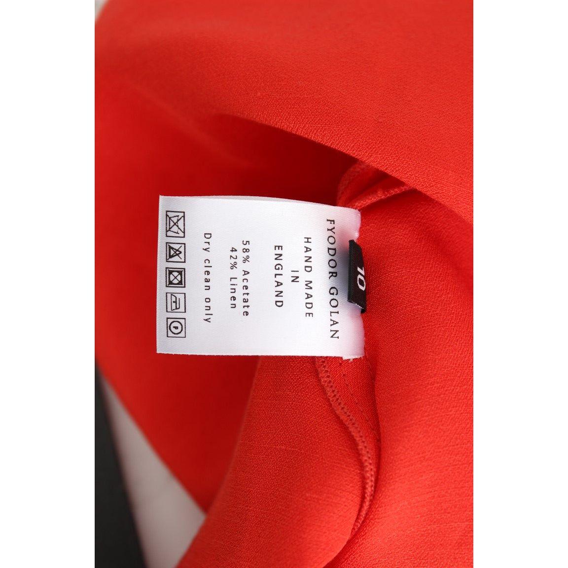 Fyodor Golan Radiant Red Linen Blend Artisan Dress Fyodor Golan