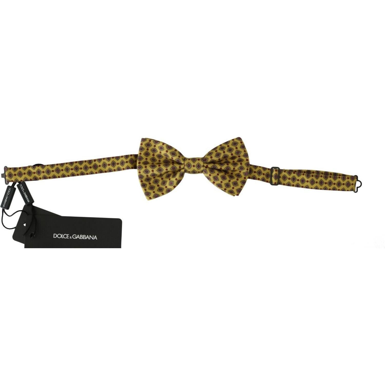 Dolce & Gabbana Yellow Pattern Silk Adjustable Neck Tie