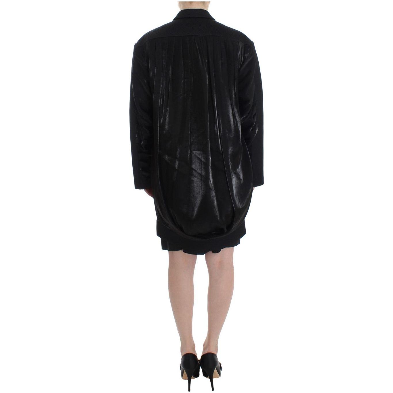 KAALE SUKTAE Elegant Draped Long Coat in Black with Red Accents Blazer Jacket KAALE SUKTAE