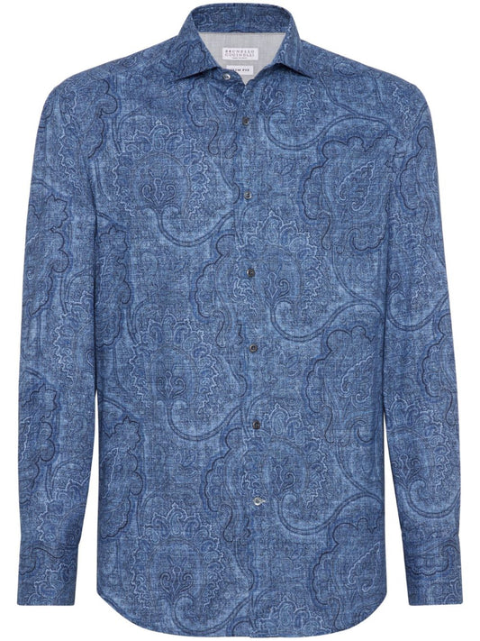 Brunello Cucinelli Shirts Blue Shirts Brunello Cucinelli