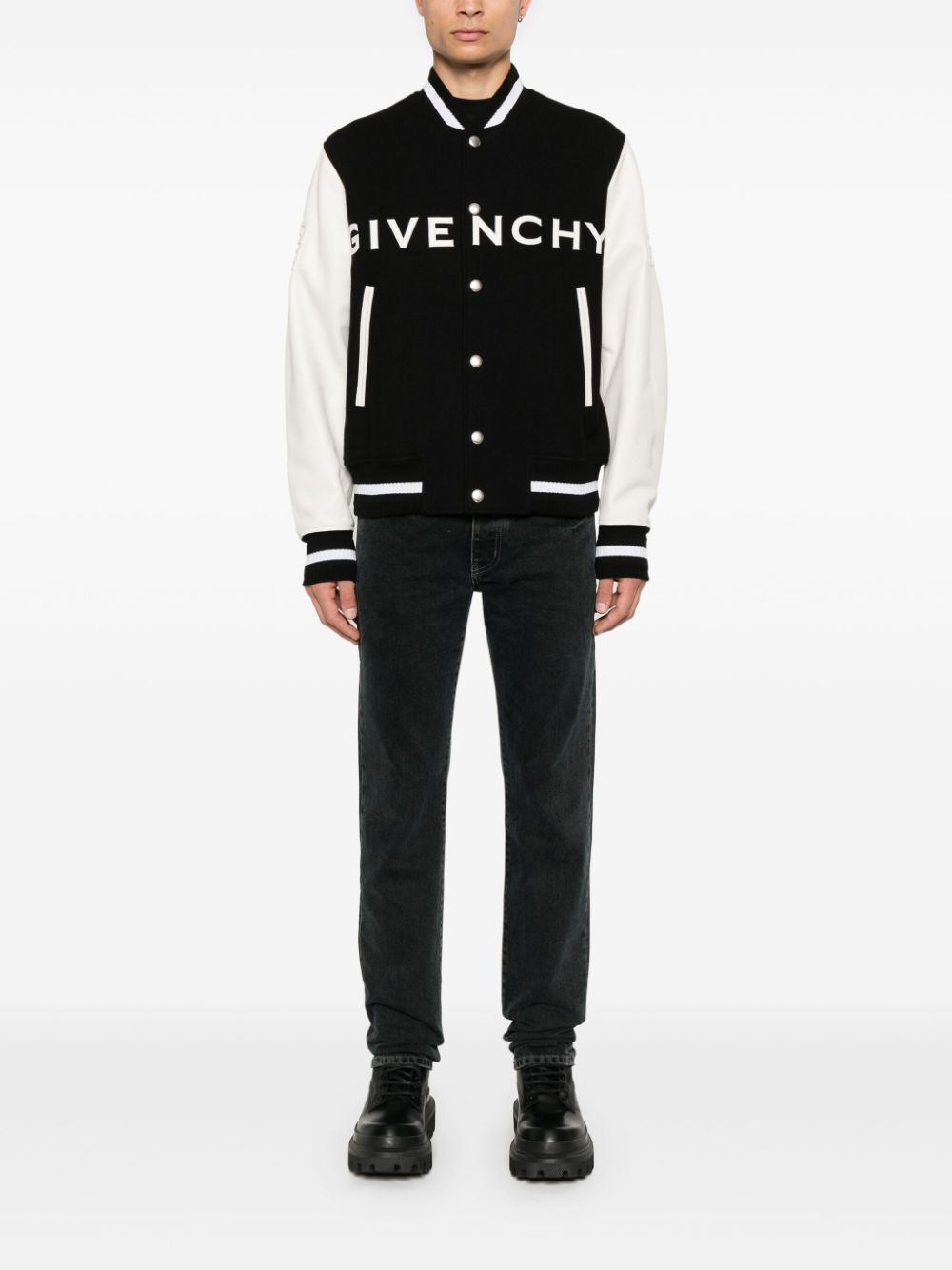 Givenchy varsity jacket logo print Black & White Jackets Givenchy