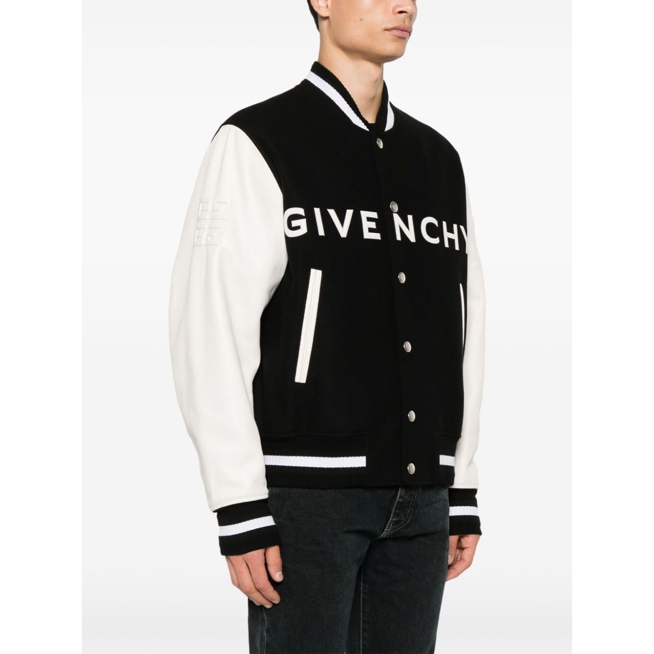 Givenchy varsity jacket logo print Black & White Jackets Givenchy