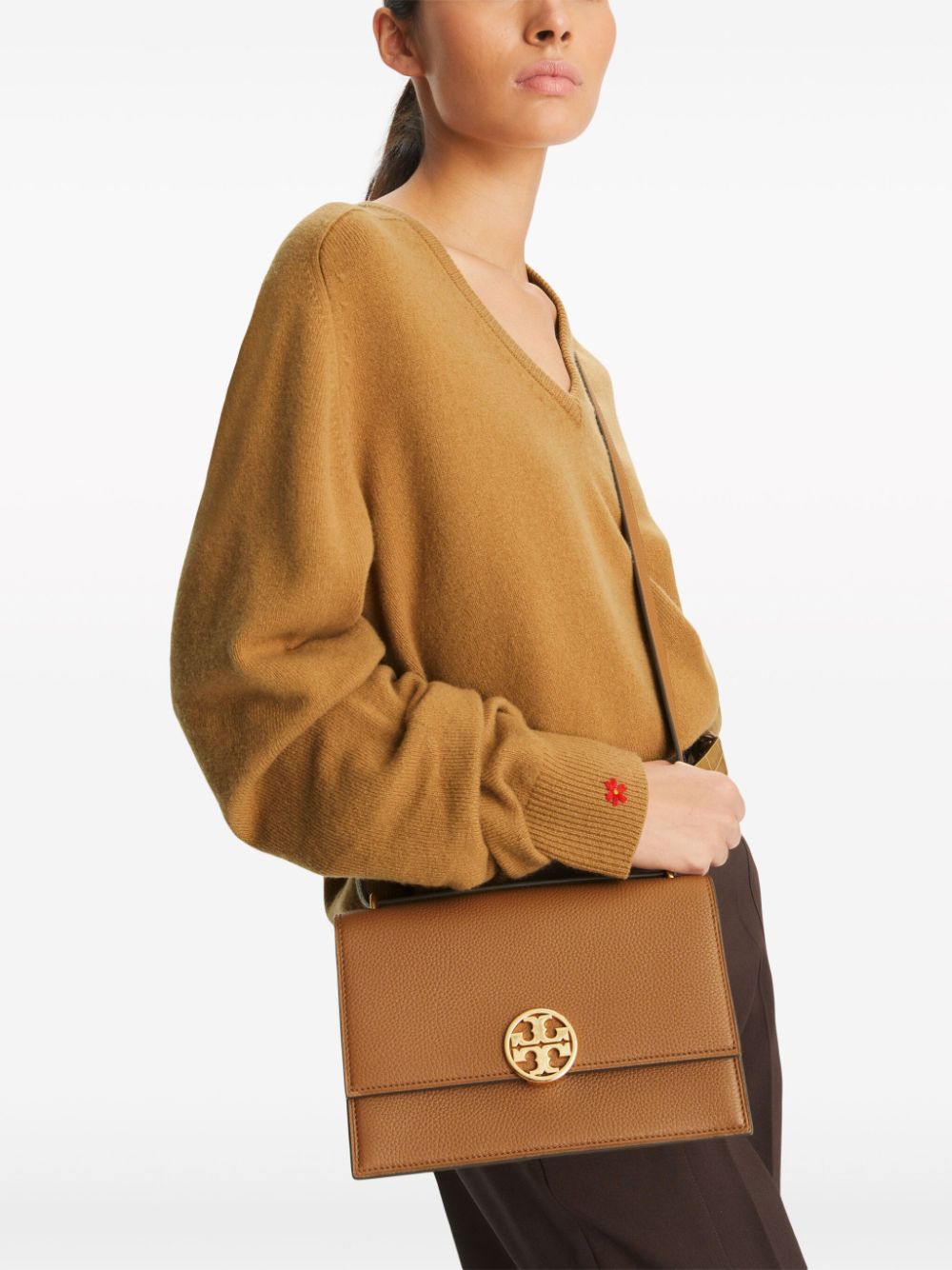 Tory Burchbrown leather grained texture Bag Shoulder Tory Burch