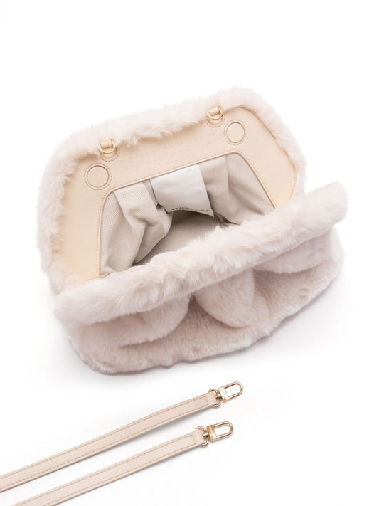 THEMOIRE' beige faux-fur design Clutch Bag Clutches Themoire'