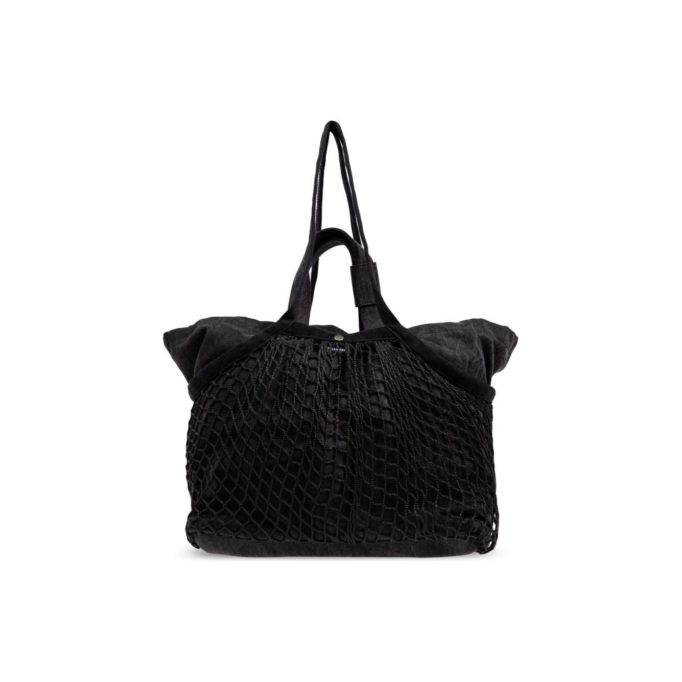 Balenciaga Black Cotton Canvas Fishnet Layer Tote Bag Shopper Balenciaga