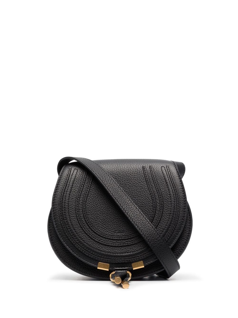 Chloè  black calf leather linen flax pebbled Crossbody Bag Shoulder Chloè